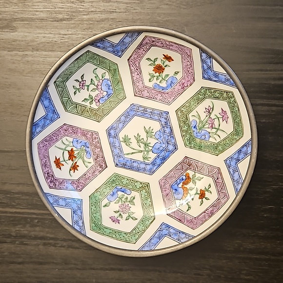 Neiman Marcus Pewter and Porcelain Bowl, Vintage - Picture 1 of 13